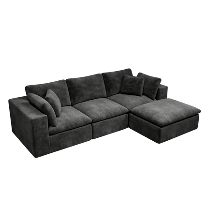 108.3*68.9"Modular sectional sofa seat,Upholstered compressed couch for living room,Bedroom,Apartment,No assembly required,4PC free combination,Plush corduroy fabric,GREY