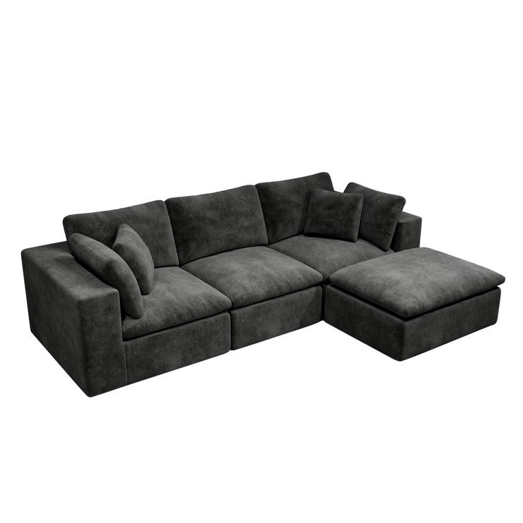 108.3*68.9"Modular sectional sofa seat,Upholstered compressed couch for living room,Bedroom,Apartment,No assembly required,4PC free combination,Plush corduroy fabric,GREY