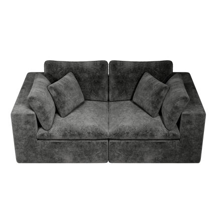 78.8*39.4"Modular sectional sofa seat,Upholstered compressed couch for living room,Bedroom,Apartment,No assembly required,2PC free combination,Plush corduroy fabric,GREY