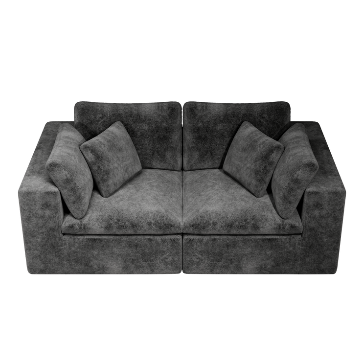 78.8*39.4"Modular sectional sofa seat,Upholstered compressed couch for living room,Bedroom,Apartment,No assembly required,2PC free combination,Plush corduroy fabric,GREY