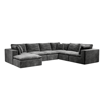 137.8*108.3"Modular sectional sofa seat,Upholstered compressed couch for living room,Bedroom,Apartment,No assembly required,7PC free combination,Plush corduroy fabric,GREY