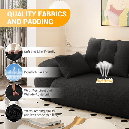 Human Dog Bed, Lazy Sofa Couch, 78.7" Multi-Functional Foldable Sofa Bed, 3-in-1 Teddy Fabric Foam-Filled Sleeper Sofa Bed for Living Room,Guest Bed,Playroom,Black