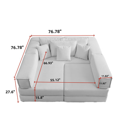 Oversized Upholstered Sectional Sofa Couch Set,Modular 118.2" L Shaped Floor Living Room Sofa Set With 6 Pillows,DIY Combination Sofa Couch for living rooms, apartments,bedrooms,Beige/White
