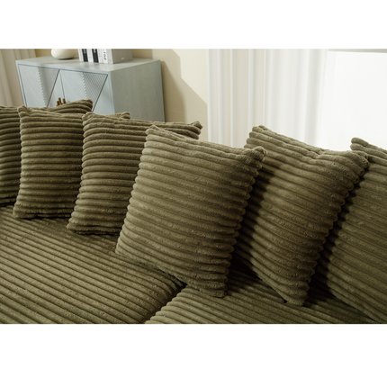 Oversized Two-Piece Couches, L Shaped Sofa, Corduroy, Left Chaise Daybed,with Armrests,Eight Throw Pillows,Corner Sofa,Easy To Assemble, Green