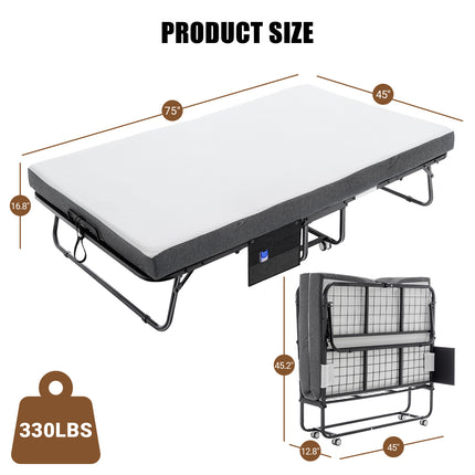 75” x 31” / 75” x 38” / 75” x 45” Folding Bed with 5" Mattress for Adults