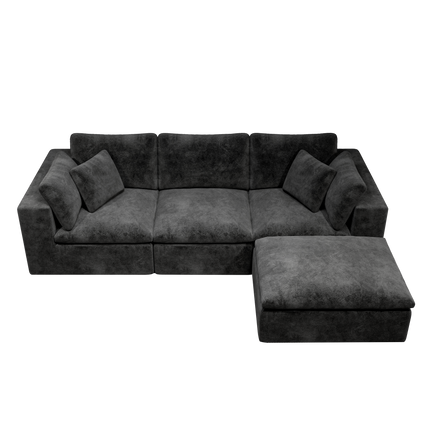 108.3*68.9"Modular sectional sofa seat,Upholstered compressed couch for living room,Bedroom,Apartment,No assembly required,4PC free combination,Plush corduroy fabric,GREY
