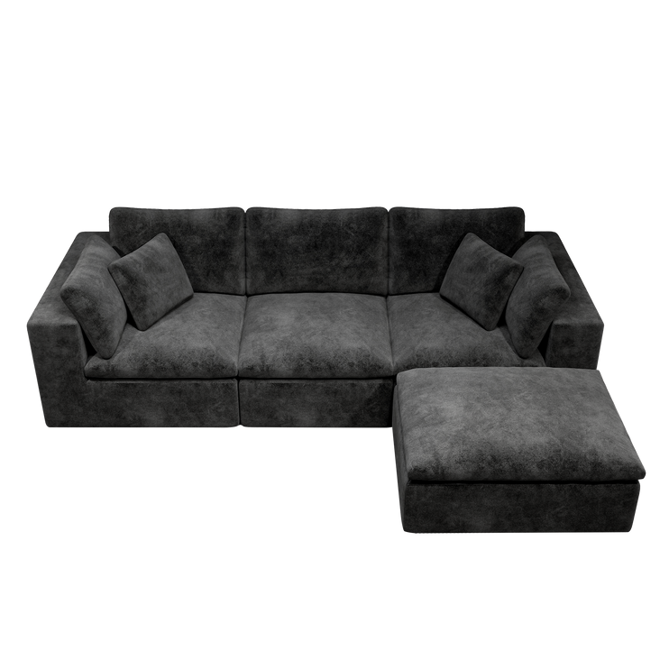 108.3*68.9"Modular sectional sofa seat,Upholstered compressed couch for living room,Bedroom,Apartment,No assembly required,4PC free combination,Plush corduroy fabric,GREY