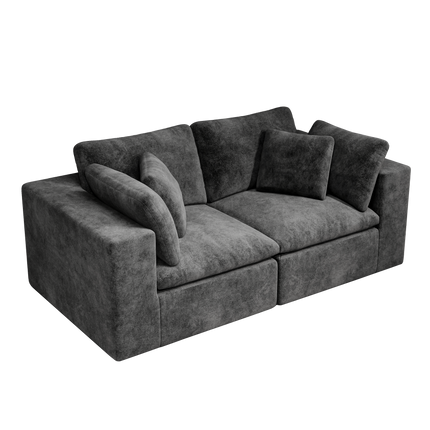 78.8*39.4"Modular sectional sofa seat,Upholstered compressed couch for living room,Bedroom,Apartment,No assembly required,2PC free combination,Plush corduroy fabric,GREY