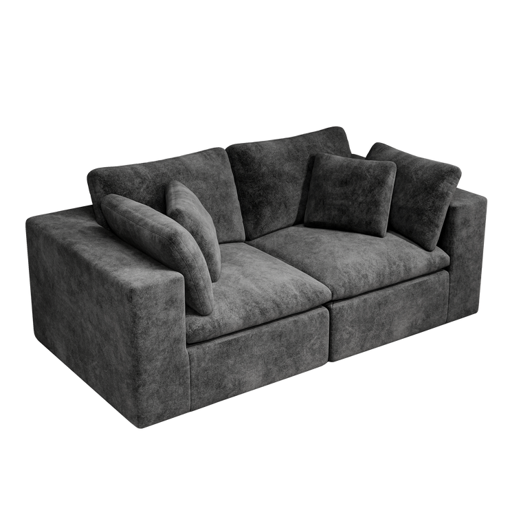 78.8*39.4"Modular sectional sofa seat,Upholstered compressed couch for living room,Bedroom,Apartment,No assembly required,2PC free combination,Plush corduroy fabric,GREY
