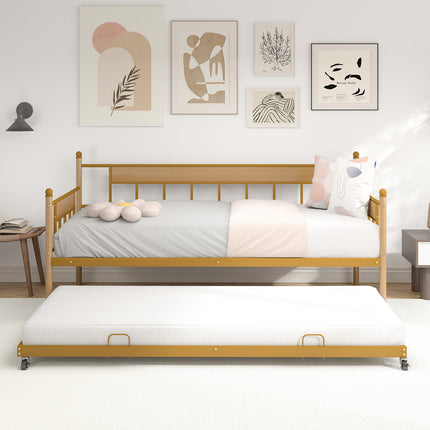 Twin Daybed with Trundle, Sofa Bed Frame for Kids Teens