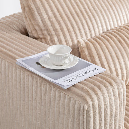 Oversized All-Foam Corduroy Lounge Chair with Ottoman, Modular Deep-Seat Floor Couch, Compressed Shipping & Easy Assembly, 50.98" W × 62.6" D × 23.62" H Chair-YKX-33010-Beige