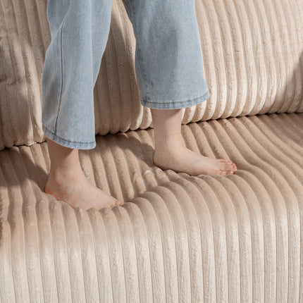 Oversized All-Foam Corduroy Lounge Chair with Ottoman, Modular Deep-Seat Floor Couch, Compressed Shipping & Easy Assembly, 50.98" W × 62.6" D × 23.62" H Chair-YKX-33010-Beige