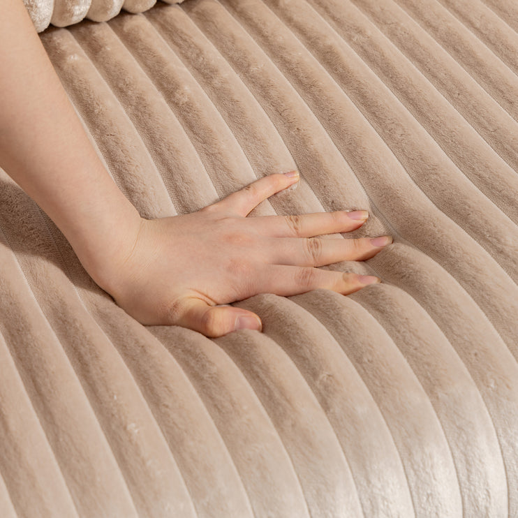 Oversized All-Foam Corduroy Lounge Chair with Ottoman, Modular Deep-Seat Floor Couch, Compressed Shipping & Easy Assembly, 50.98" W × 62.6" D × 23.62" H Chair-YKX-33010-Beige