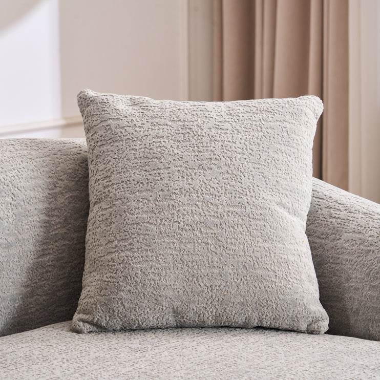 Boneless L-Shape Sectional Sofa with Curved Chaise,Grey Modular Chenille Compression Couch,30D High-Density Foam,Minimalist Modular Couches Sleeper for Living Room Bedroom Apartment Lounge