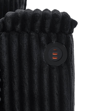 4-seater Corduroy Sofa Couch 133" Modern Sofa with USB Ports, Hidden Storage Arms, Flip-Top Cup Holders for Living Room, Black