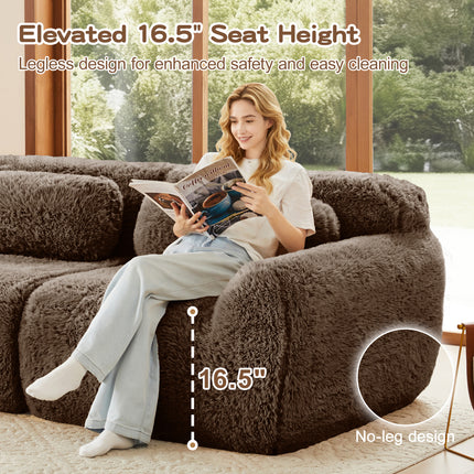 U-shaped Boneless Sofa,32D High Density Sponge Bottom,Anti-Slip Design,No Assembly Required,Ergonomic Design,Free Combination Full-compression Vacuum Packaging,For Living Rooms,Studies, Chocolate