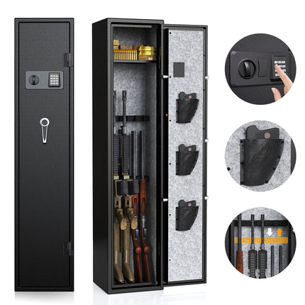 3-5 Gun Safes, Rifle Safe Long Gun Safe for Home, Quick & Easy Access Gun Cabinets for Home Rifle and Pistols with Removable Shelf & Adjustable Racks