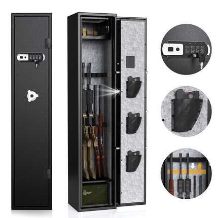 3-5 Gun Safes, Rifle Safe Long Gun Safe for Home, Quick & Easy Access Gun Cabinets for Home Rifle and Pistols with Keypad & Adjustable Racks