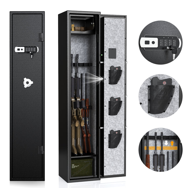 3-5 Gun Safes, Rifle Safe Long Gun Safe for Home, Quick & Easy Access Gun Cabinets for Home Rifle and Pistols with Keypad & Adjustable Racks