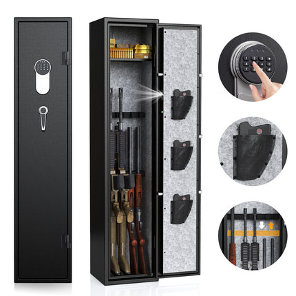 3-5 Gun Safes, Rifle Safe Long Gun Safe for Home, Quick & Easy Access Gun Cabinets for Home Rifle and Pistols with LED Light & Adjustable Racks