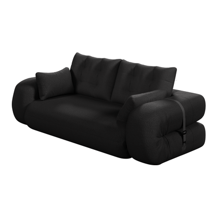 Human Dog Bed, Lazy Sofa Couch, 78.7" Multi-Functional Foldable Sofa Bed, 3-in-1 Teddy Fabric Foam-Filled Sleeper Sofa Bed for Living Room,Guest Bed,Playroom,Black