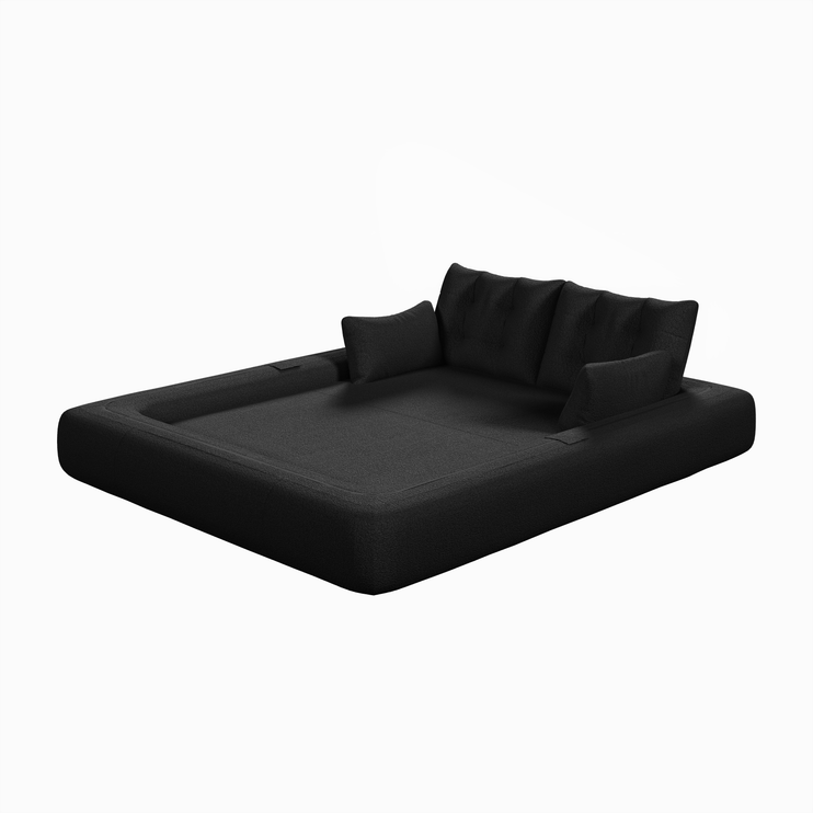 Human Dog Bed, Lazy Sofa Couch, 78.7" Multi-Functional Foldable Sofa Bed, 3-in-1 Teddy Fabric Foam-Filled Sleeper Sofa Bed for Living Room,Guest Bed,Playroom,Black
