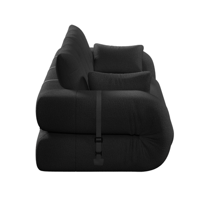 Human Dog Bed, Lazy Sofa Couch, 78.7" Multi-Functional Foldable Sofa Bed, 3-in-1 Teddy Fabric Foam-Filled Sleeper Sofa Bed for Living Room,Guest Bed,Playroom,Black