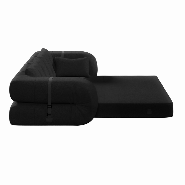 Human Dog Bed, Lazy Sofa Couch, 78.7" Multi-Functional Foldable Sofa Bed, 3-in-1 Teddy Fabric Foam-Filled Sleeper Sofa Bed for Living Room,Guest Bed,Playroom,Black