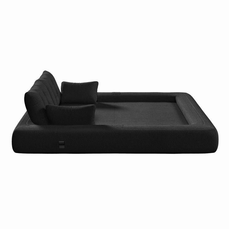 Human Dog Bed, Lazy Sofa Couch, 78.7" Multi-Functional Foldable Sofa Bed, 3-in-1 Teddy Fabric Foam-Filled Sleeper Sofa Bed for Living Room,Guest Bed,Playroom,Black