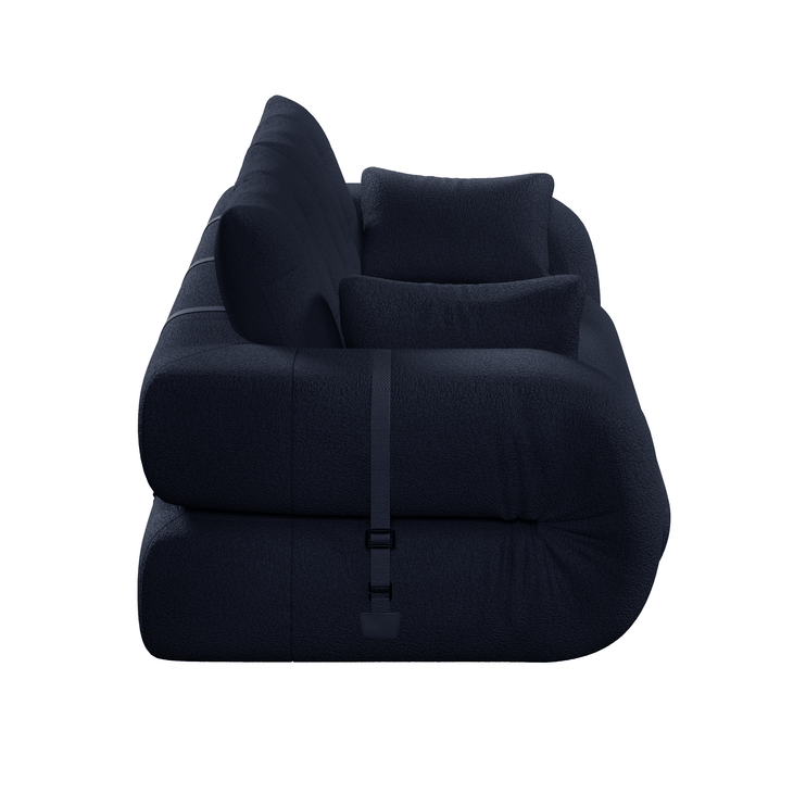 Human Dog Bed, Lazy Sofa Couch, 78.7" Multi-Functional Foldable Sofa Bed, 3-in-1 Teddy Fabric Foam-Filled Sleeper Sofa Bed for Living Room,Guest Bed,Playroom,Dark blue