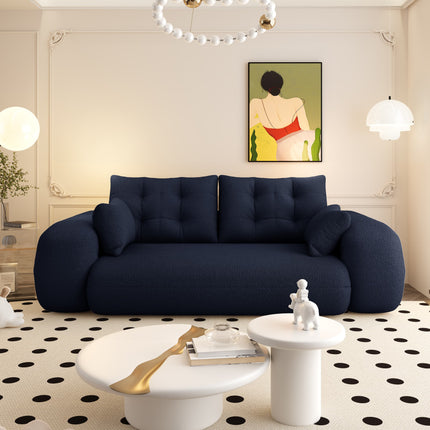 Human Dog Bed, Lazy Sofa Couch, 78.7" Multi-Functional Foldable Sofa Bed, 3-in-1 Teddy Fabric Foam-Filled Sleeper Sofa Bed for Living Room,Guest Bed,Playroom,Dark blue