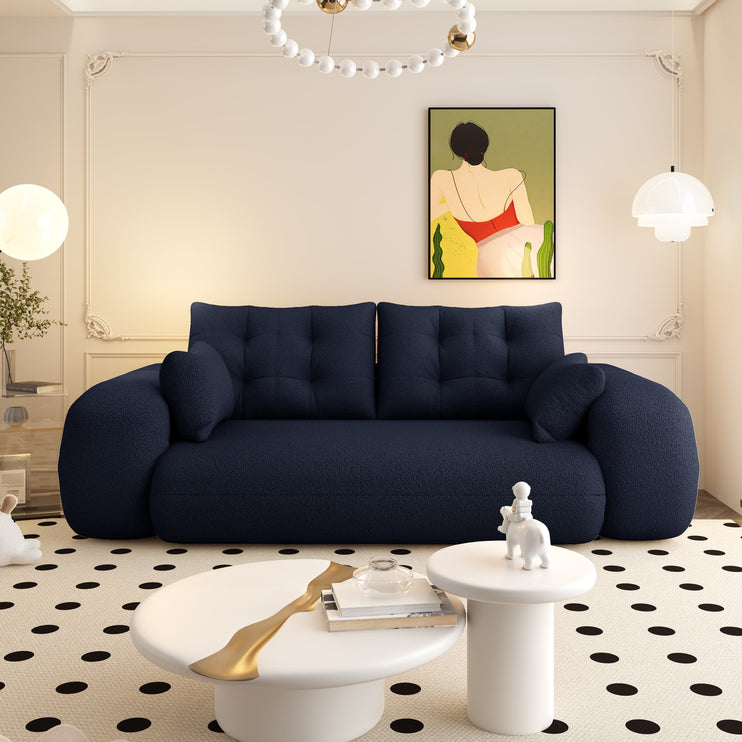 Human Dog Bed, Lazy Sofa Couch, 78.7" Multi-Functional Foldable Sofa Bed, 3-in-1 Teddy Fabric Foam-Filled Sleeper Sofa Bed for Living Room,Guest Bed,Playroom,Dark blue