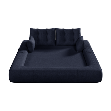 Human Dog Bed, Lazy Sofa Couch, 78.7" Multi-Functional Foldable Sofa Bed, 3-in-1 Teddy Fabric Foam-Filled Sleeper Sofa Bed for Living Room,Guest Bed,Playroom,Dark blue