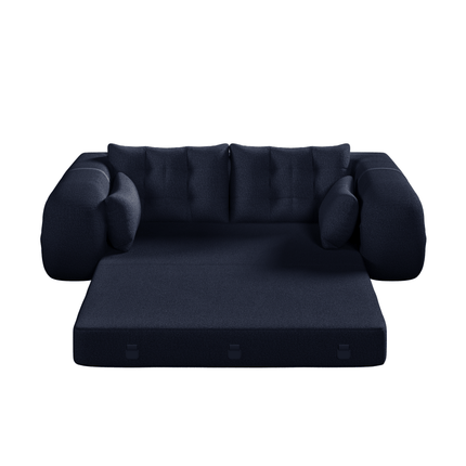 Human Dog Bed, Lazy Sofa Couch, 78.7" Multi-Functional Foldable Sofa Bed, 3-in-1 Teddy Fabric Foam-Filled Sleeper Sofa Bed for Living Room,Guest Bed,Playroom,Dark blue