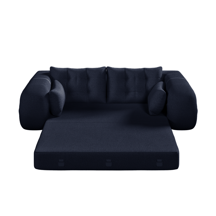 Human Dog Bed, Lazy Sofa Couch, 78.7" Multi-Functional Foldable Sofa Bed, 3-in-1 Teddy Fabric Foam-Filled Sleeper Sofa Bed for Living Room,Guest Bed,Playroom,Dark blue