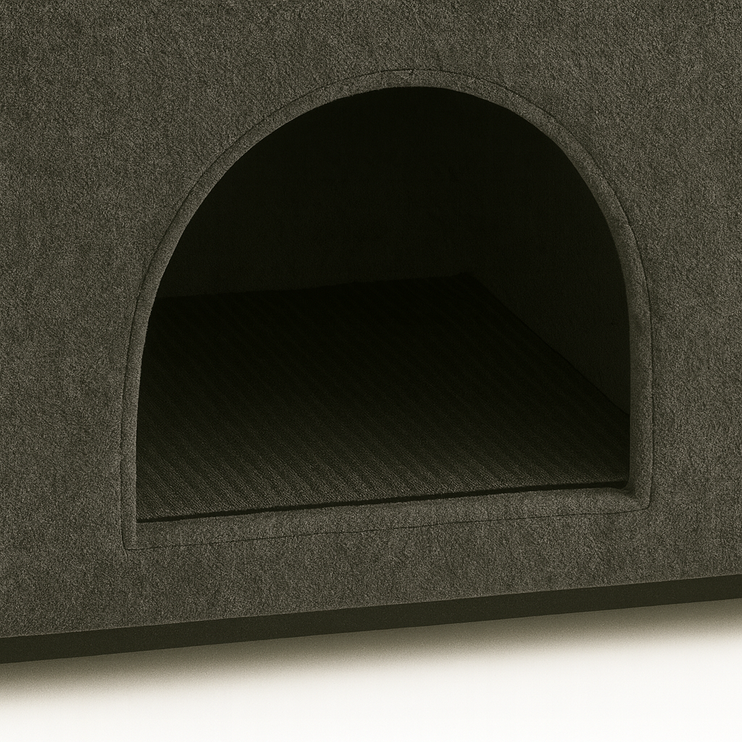 Dark Gray Bunny-Ear Pet-Friendly Armchair with Scratch-Resistant Fabric, Built-in Cat & Dog Hideaway, Dual-Use Sofa Chair with Side Pocket, 27.4 x 25.2 x 37.4 inch