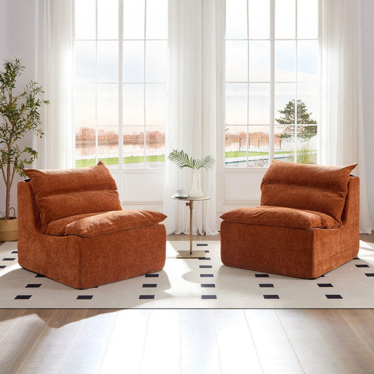 Single Chair Sofa Lounge Chair With Backrest Fully Compressed Sofa Suitable For Living Room, Bedroom, Polyester,ORANGE