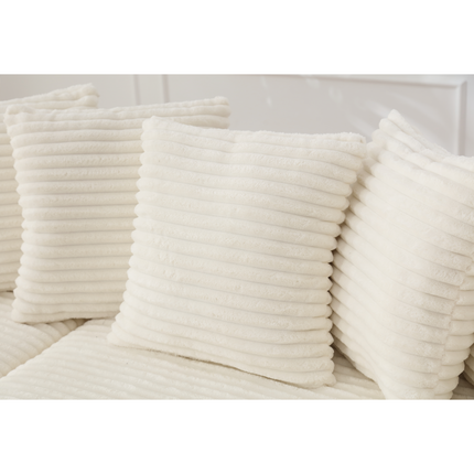 Oversized Two-Piece Couches, L Shaped Sofa, Corduroy, Left Chaise Daybed,with Armrests,Eight Throw Pillows,Corner Sofa,Easy To Assemble, Beige