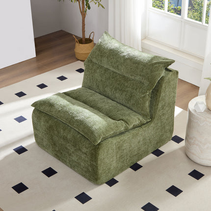 Single Chair Sofa Lounge Chair With Backrest Fully Compressed Sofa Suitable For Living Room, Bedroom, Polyester,GREEN