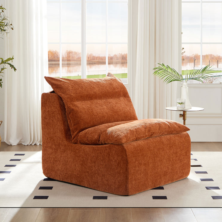 Single Chair Sofa Lounge Chair With Backrest Fully Compressed Sofa Suitable For Living Room, Bedroom, Polyester,ORANGE