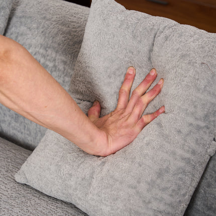 Boneless L-Shape Sectional Sofa with Curved Chaise,Grey Modular Chenille Compression Couch,30D High-Density Foam,Minimalist Modular Couches Sleeper for Living Room Bedroom Apartment Lounge