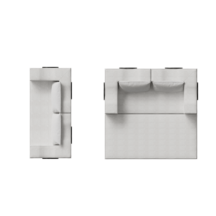 80" Convertible Couch Bed with 2 Pillows, 3-Seat Folding Floor Couch & King Size Bed Mattress, DIY Combination,Chenille,BEIGE/WHITE