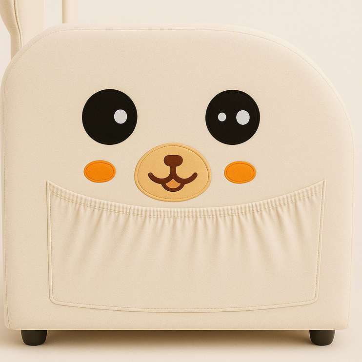 Beige Bunny-Ear Pet-Friendly Armchair with Built-in Cat & Dog Hideaway, Cozy Dual-Use Sofa Chair with Side Pocket, 27.4 x 25.2 x 37.4 inch