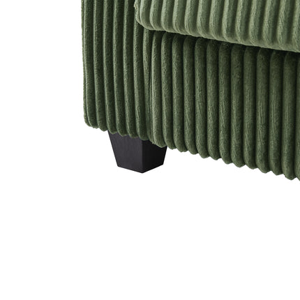 4-seater Corduroy Sofa Couch 133" Modern Sofa with USB Ports, Hidden Storage Arms, Flip-Top Cup Holders for Living Room, Green