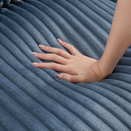 4-seater Corduroy Sofa Couch 133" Modern Sofa with USB Ports, Hidden Storage Arms, Flip-Top Cup Holders for Living Room, Blue