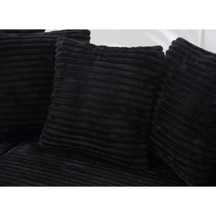 Oversized Two-Piece Couches, L Shaped Sofa, Corduroy, Left Chaise Daybed,with Armrests,Eight Throw Pillows,Corner Sofa,Easy To Assemble, Black