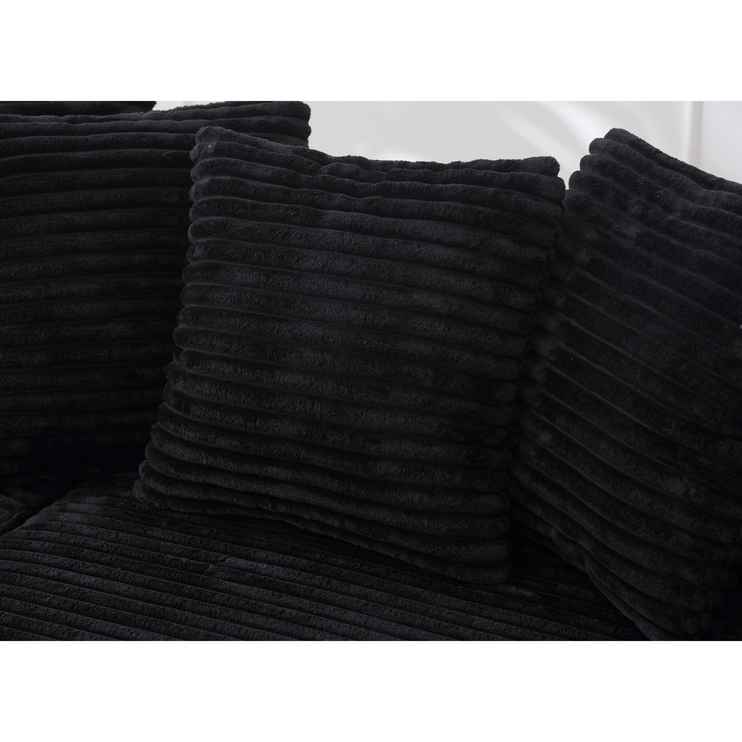 Oversized Two-Piece Couches, L Shaped Sofa, Corduroy, Left Chaise Daybed,with Armrests,Eight Throw Pillows,Corner Sofa,Easy To Assemble, Black