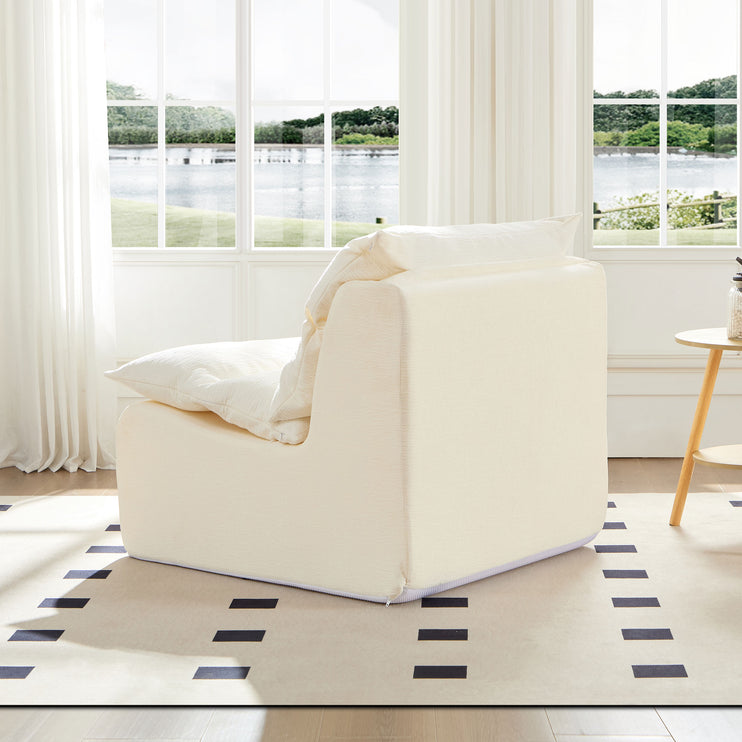 Single Chair Sofa Lounge Chair With Backrest Fully Compressed Sofa Suitable For Living Room, Bedroom, Polyester,ORANGE, WHITE