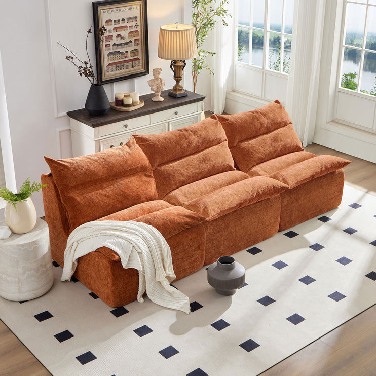 Single Chair Sofa Lounge Chair With Backrest Fully Compressed Sofa Suitable For Living Room, Bedroom, Polyester,ORANGE