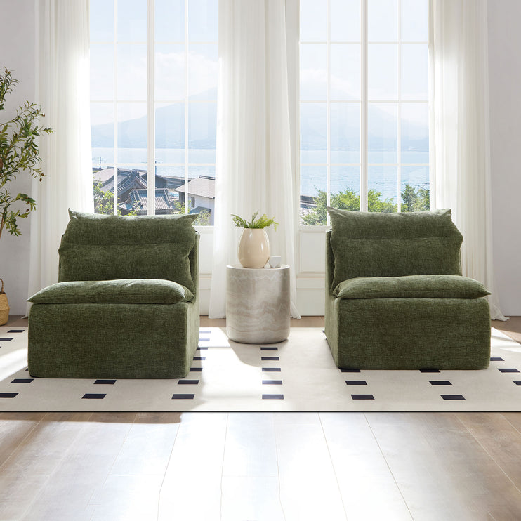 Single Chair Sofa Lounge Chair With Backrest Fully Compressed Sofa Suitable For Living Room, Bedroom, Polyester,GREEN